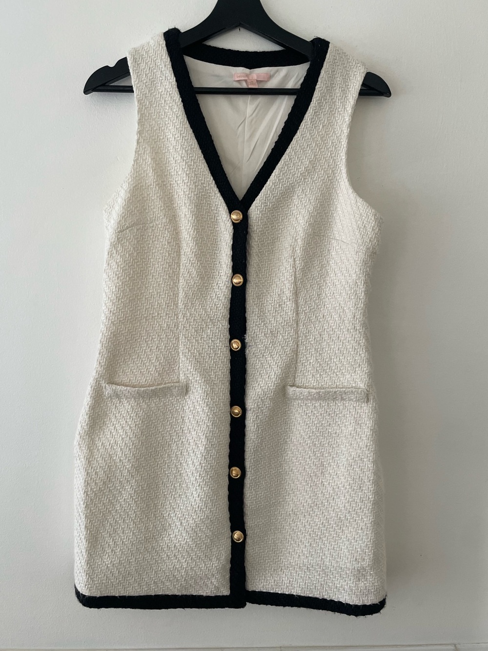 Bebop White Tweed Button Up Dress Size M